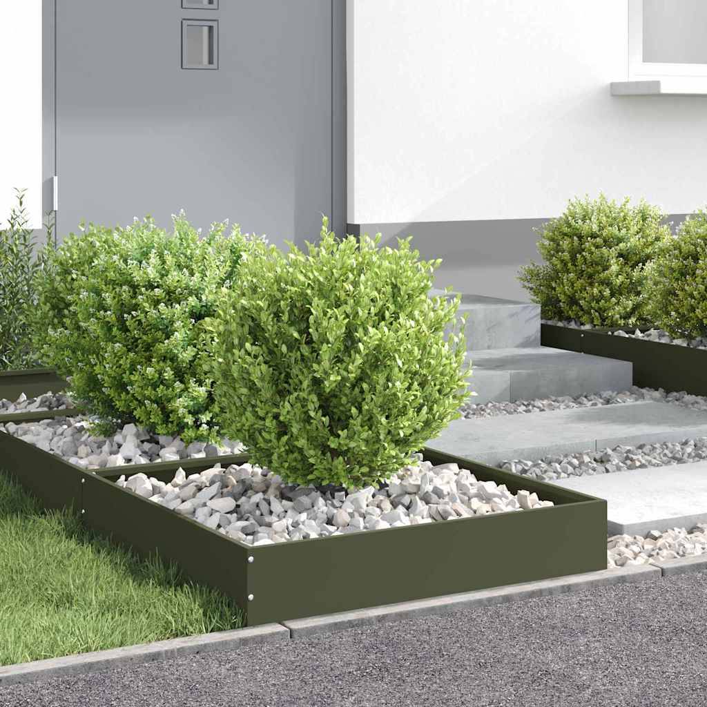 vidaXL Raseneinfassung Olive Grün 60 x 60 x 13 cm Stahl