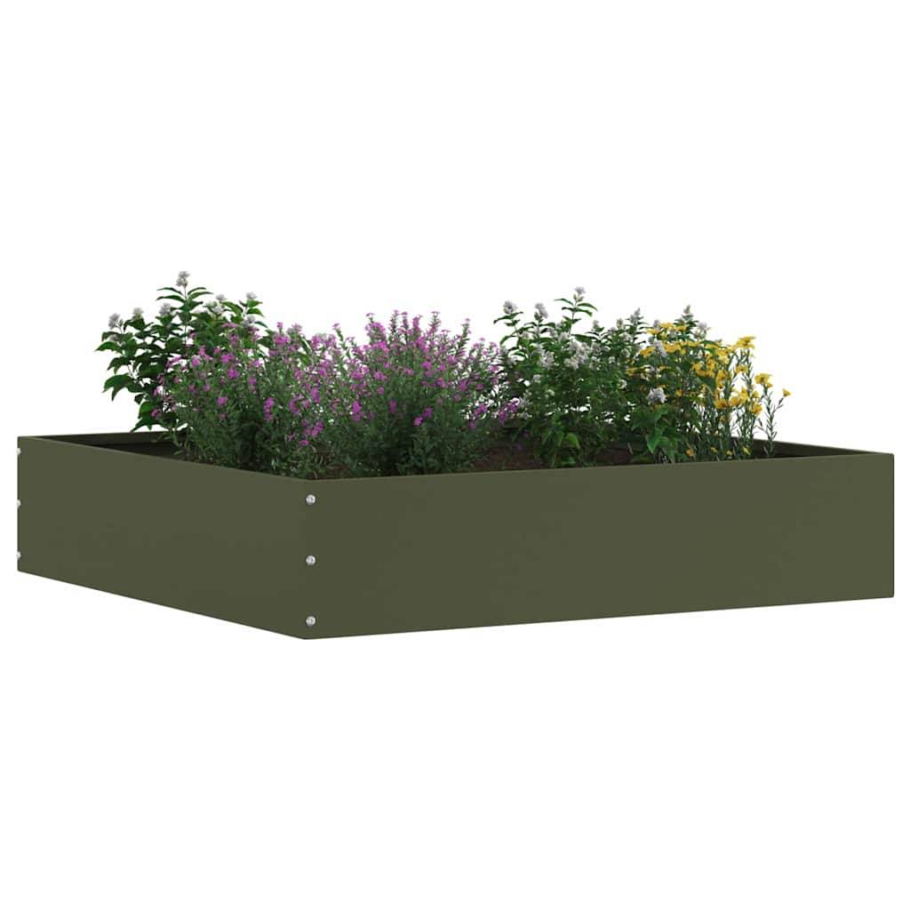 vidaXL Raseneinfassung Olive Grün 60 x 60 x 13 cm Stahl