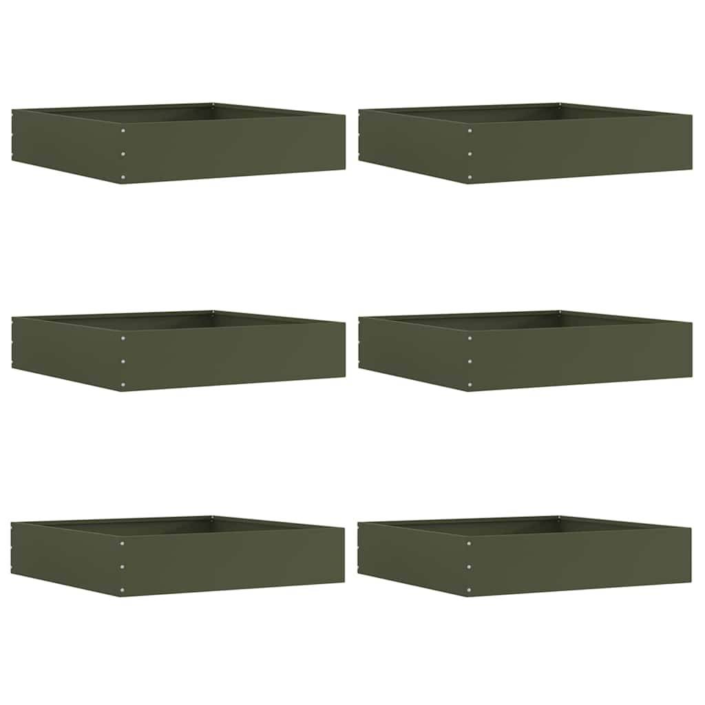 vidaXL Raseneinfassung 6 pcs Olive Grün 60 x 60 x 13 cm Stahl