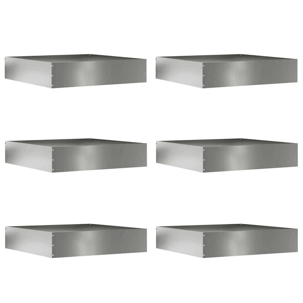 vidaXL Raseneinfassung 6 pcs Silber 60 x 60 x 13 cm Verzinkter Stahl