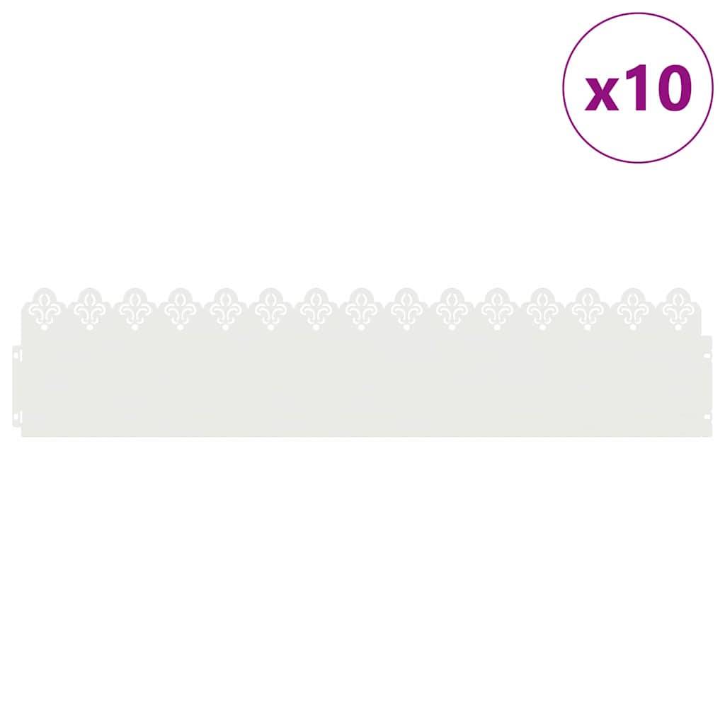 vidaXL Rasenkanten 10 pcs Weiß 103 x 0,05 x 22 cm Stahl