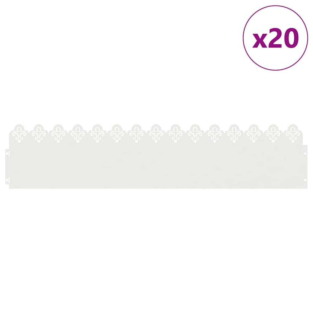 vidaXL Rasenkanten 20 pcs Weiß 103 x 0,05 x 22 cm Stahl