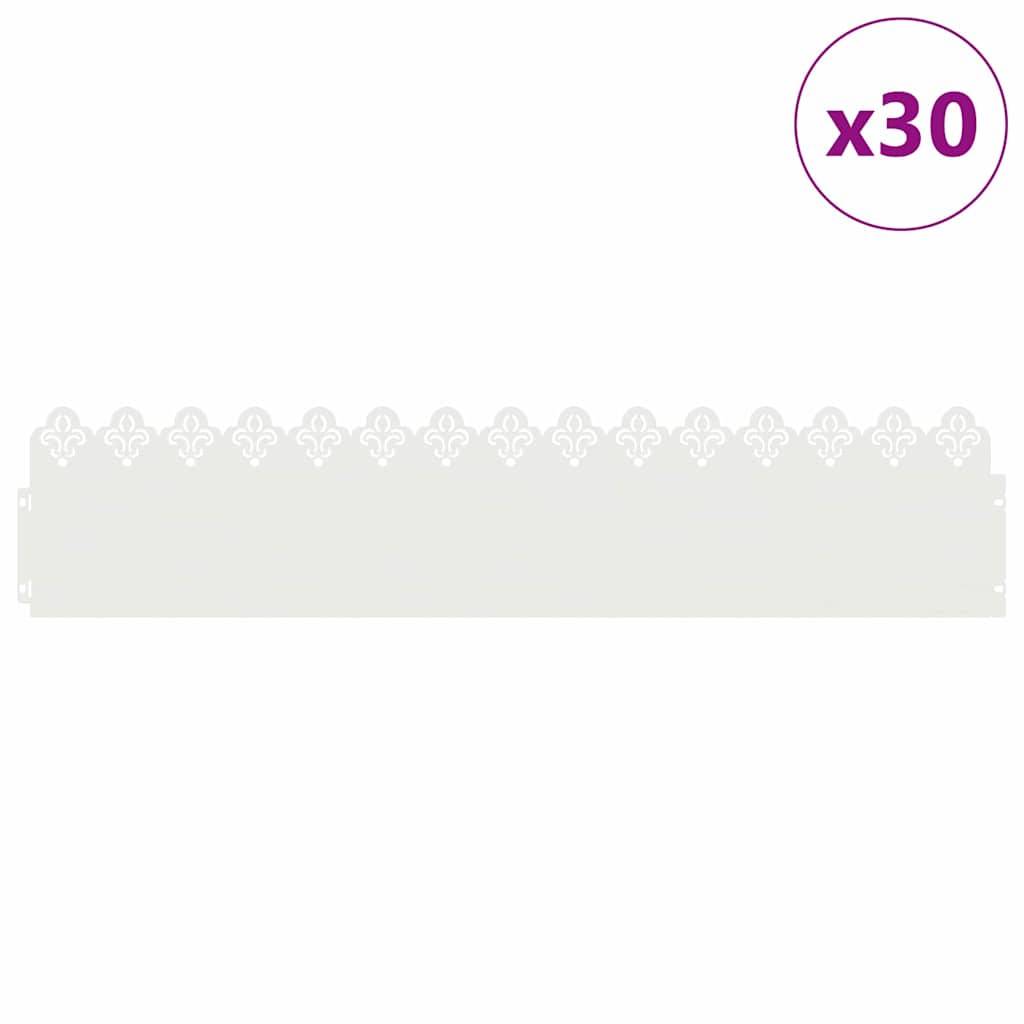 vidaXL Rasenkanten 30 pcs Weiß 103 x 0,05 x 22 cm Stahl
