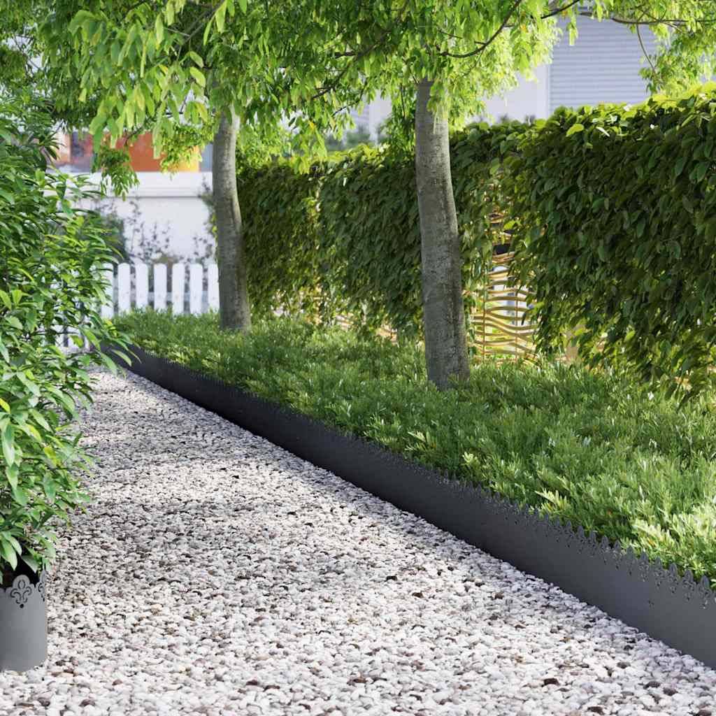 vidaXL Rasenkanten 10 pcs Anthrazit 103 x 0,05 x 22 cm Stahl