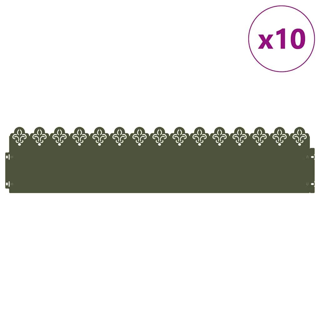 vidaXL Rasenkanten 10 pcs Olive Grün 103 x 0,05 x 22 cm Stahl