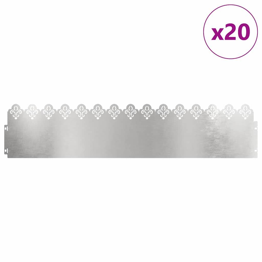 vidaXL Rasenkanten 20 pcs Silber 103 x 0,05 x 22 cm Edelstahl