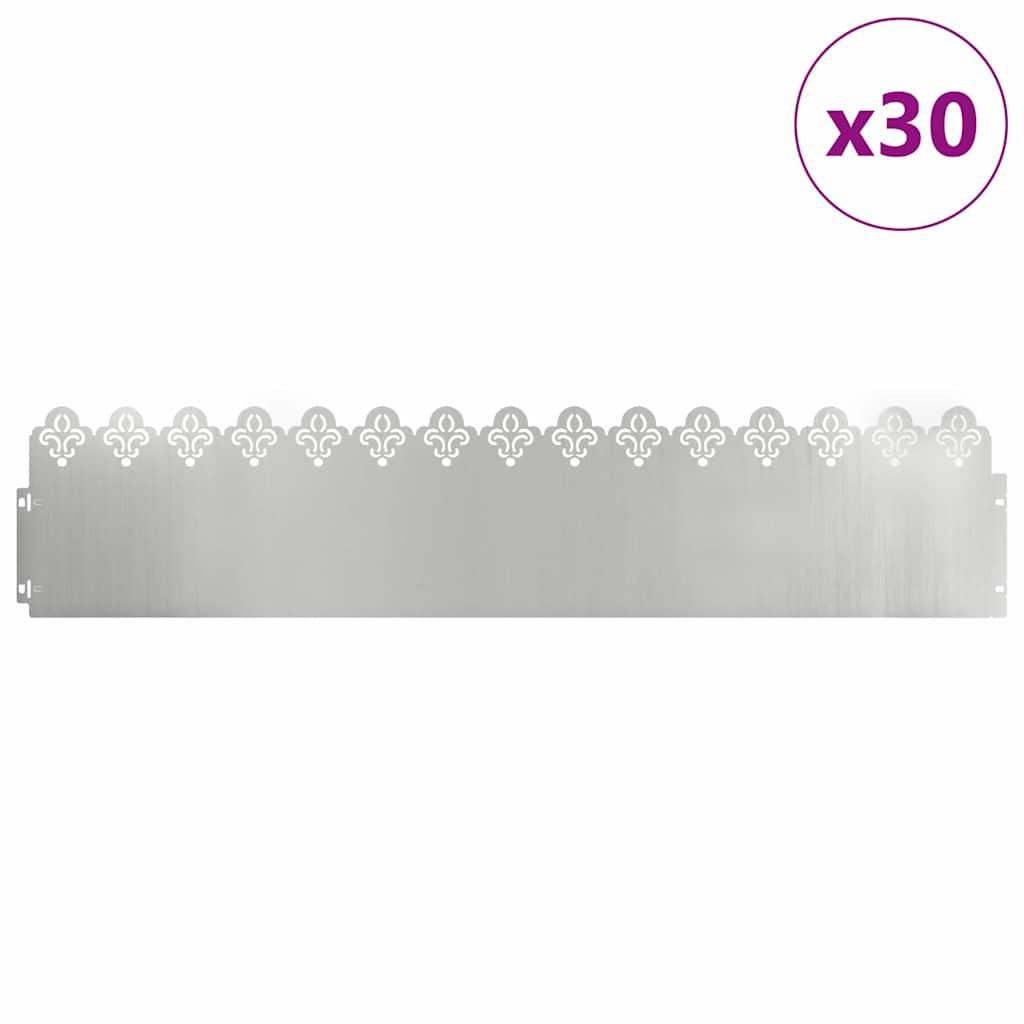 vidaXL Rasenkanten 30 pcs Silber 103 x 0,05 x 22 cm Verzinkter Stahl