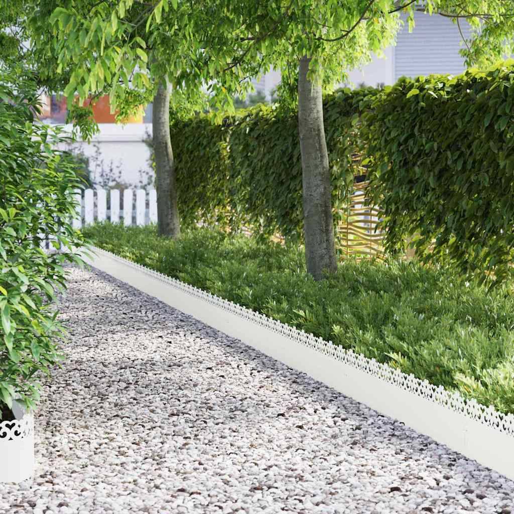 vidaXL Rasenkanten 20 pcs Weiß 103 x 0,05 x 22 cm Stahl