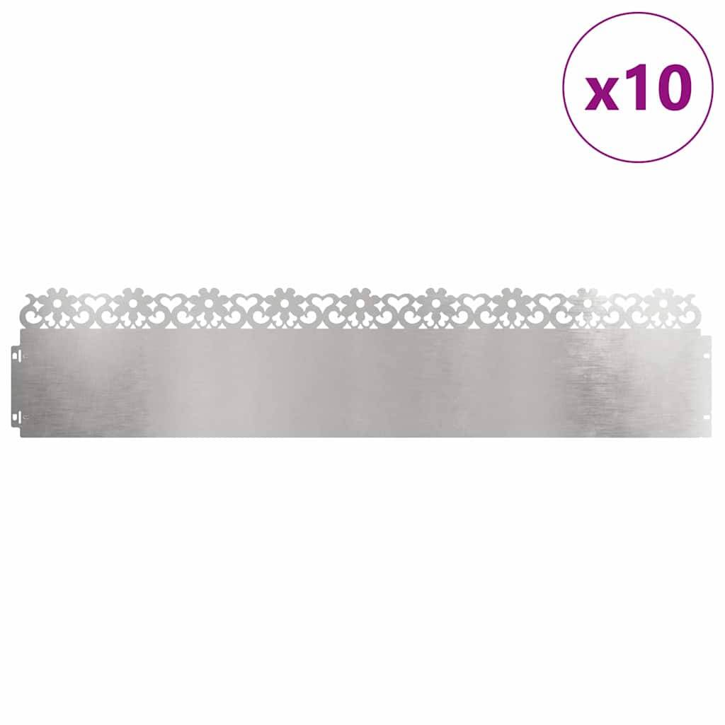 vidaXL Rasenkanten 10 pcs Silber 103 x 0,05 x 22 cm Edelstahl