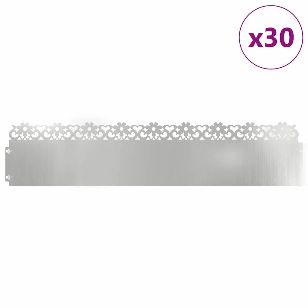 vidaXL Rasenkanten 30 pcs Silber 103 x 0,05 x 22 cm Verzinkter Stahl