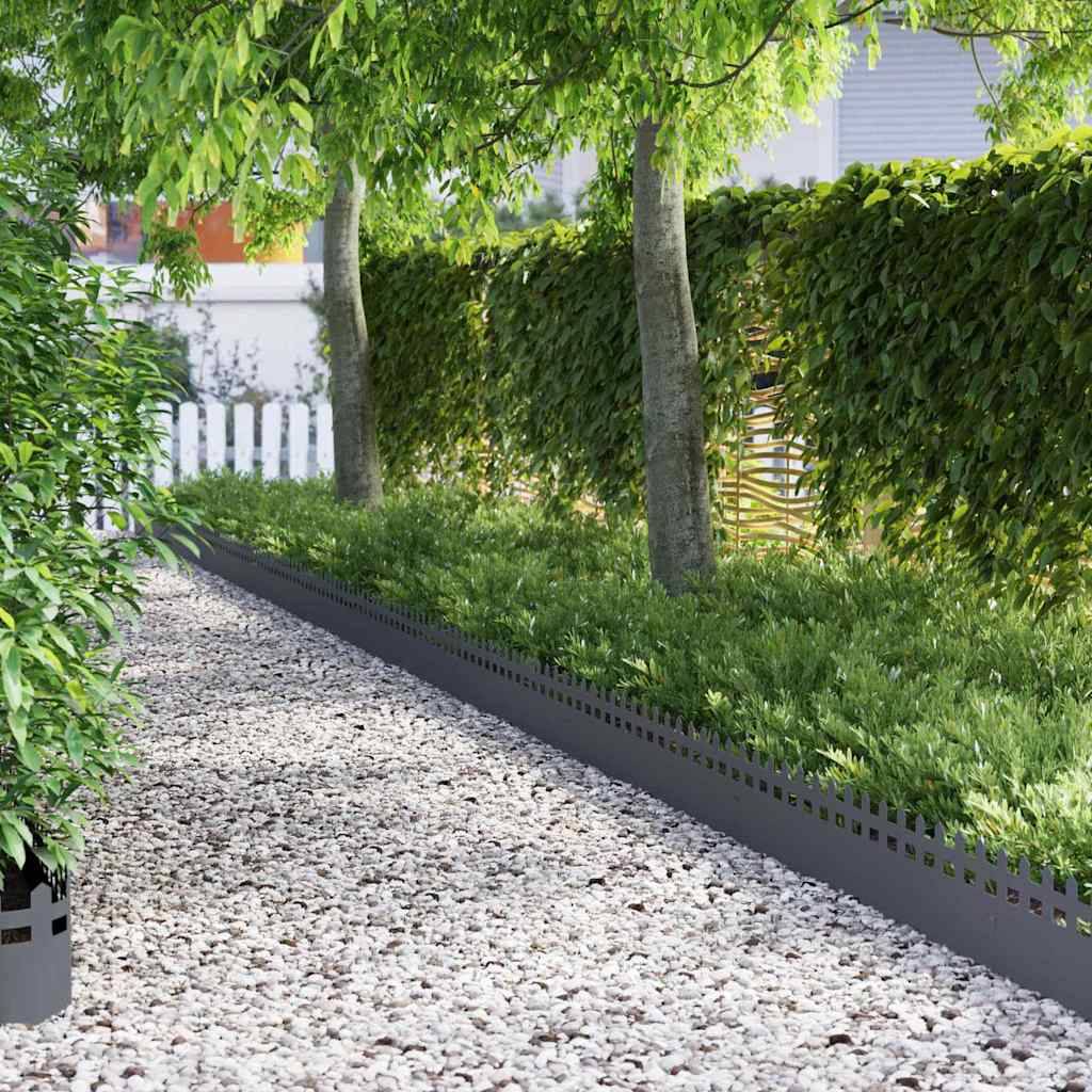 vidaXL Rasenkanten 20 pcs Anthrazit 103 x 0,05 x 22 cm Stahl