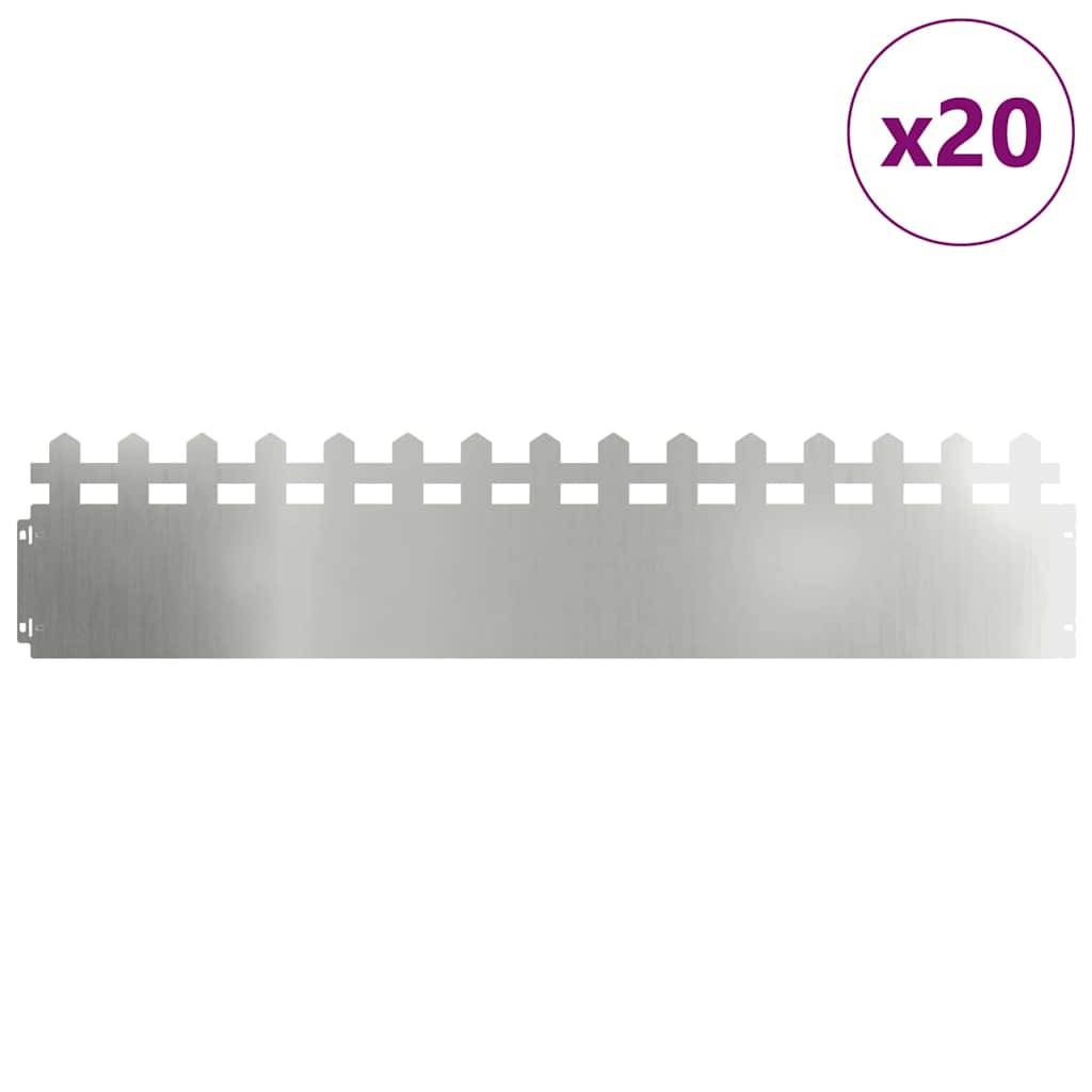 vidaXL Rasenkanten 20 pcs Silber 103 x 0,05 x 22 cm Verzinkter Stahl