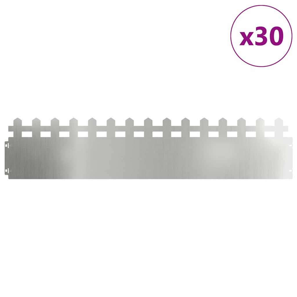 vidaXL Rasenkanten 30 pcs Silber 103 x 0,05 x 22 cm Verzinkter Stahl