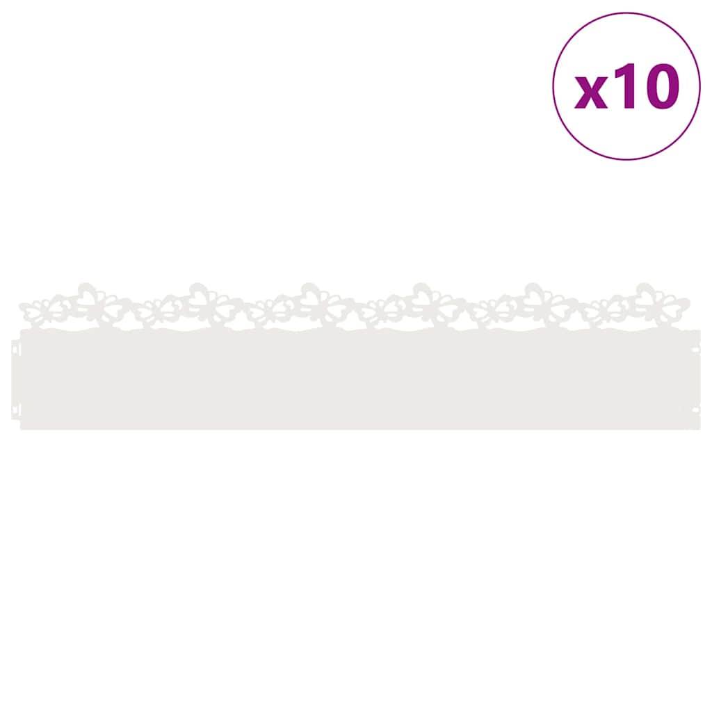 vidaXL Rasenkanten 10 pcs Weiß 103 x 0,05 x 22 cm Stahl