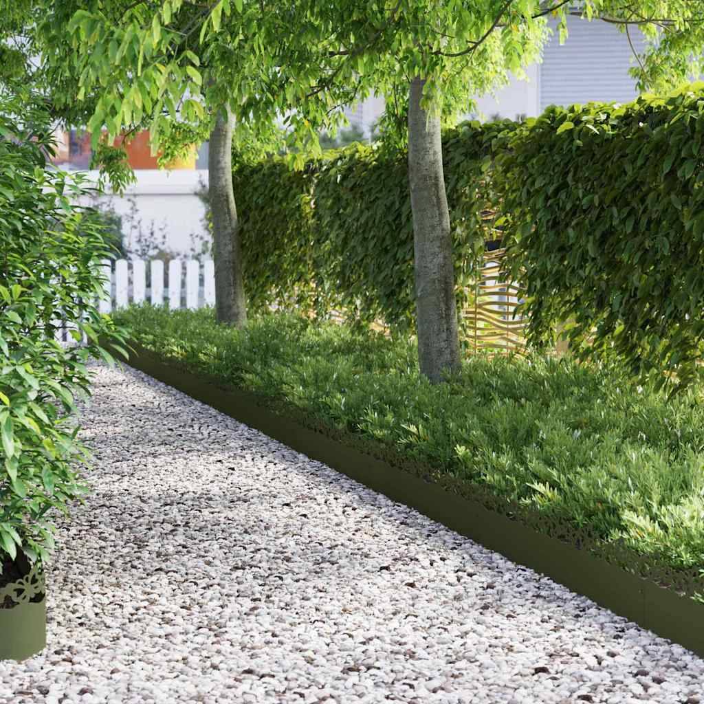 vidaXL Rasenkanten 10 pcs Olive Grün 103 x 0,05 x 22 cm Stahl