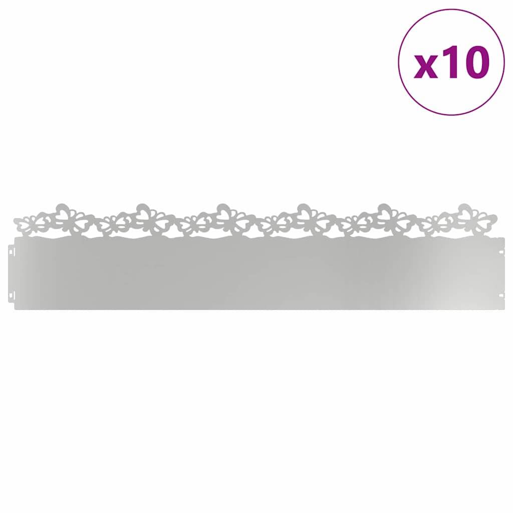 vidaXL Rasenkanten 10 pcs Silber 103 x 0,05 x 22 cm Verzinkter Stahl