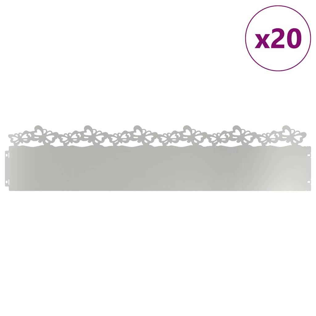 vidaXL Rasenkanten 20 pcs Silber 103 x 0,05 x 22 cm Verzinkter Stahl
