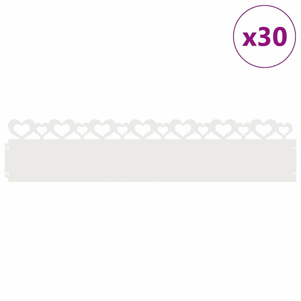 vidaXL Rasenkanten 30 pcs Weiß 103 x 0,05 x 22 cm Stahl