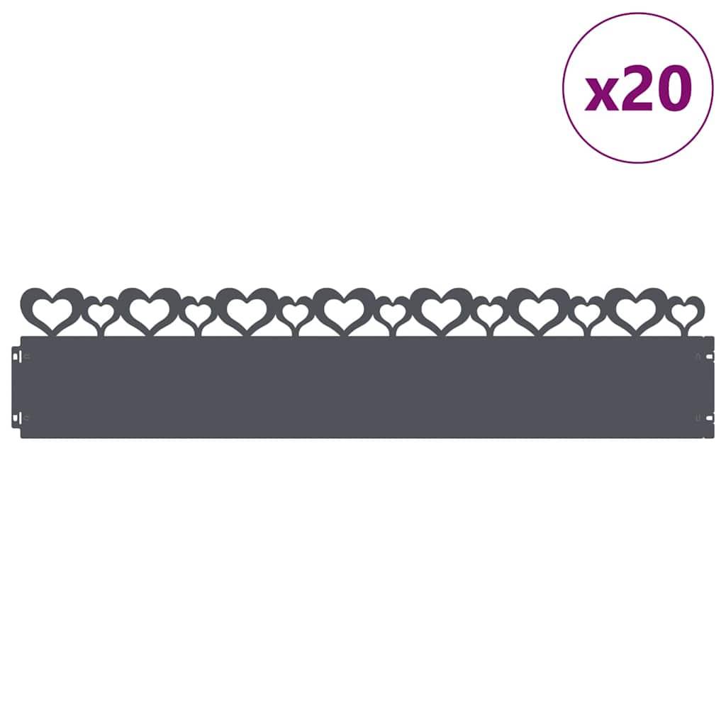 vidaXL Rasenkanten 20 pcs Anthrazit 103 x 0,05 x 22 cm Stahl