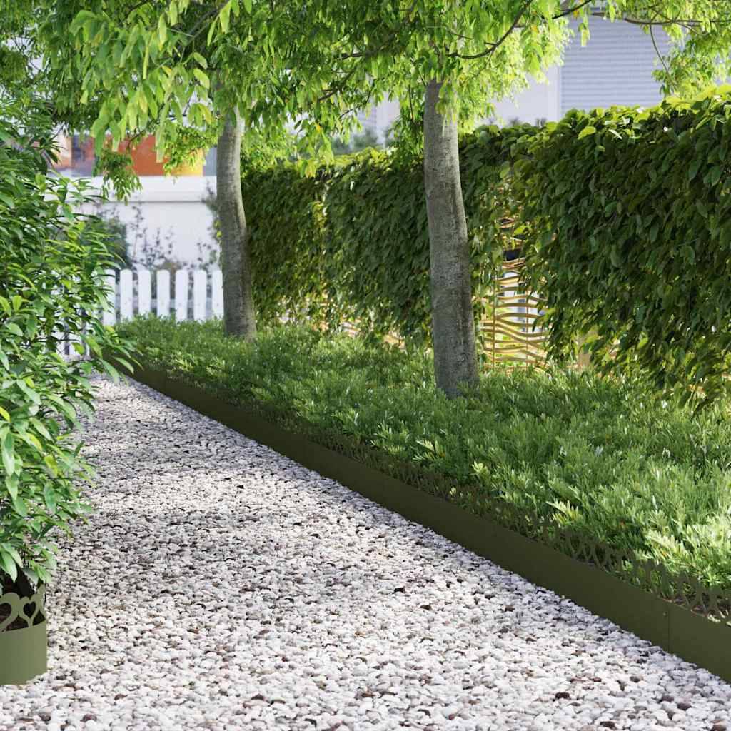 vidaXL Rasenkanten 30 pcs Olive Grün 103 x 0,05 x 22 cm Stahl