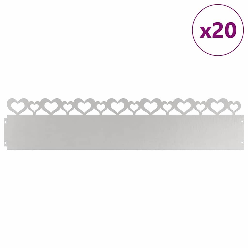 vidaXL Rasenkanten 20 pcs Silber 103 x 0,05 x 22 cm Edelstahl