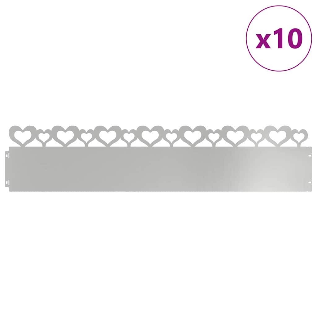 vidaXL Rasenkanten 10 pcs Silber 103 x 0,05 x 22 cm Verzinkter Stahl