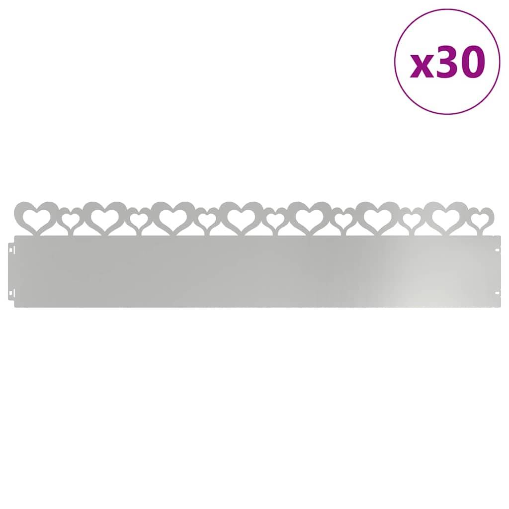 vidaXL Rasenkanten 30 pcs Silber 103 x 0,05 x 22 cm Verzinkter Stahl