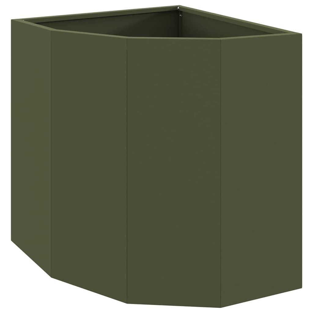 vidaXL Eckpflanzer Olivgrün 45 x 45 x 50 cm Stahl