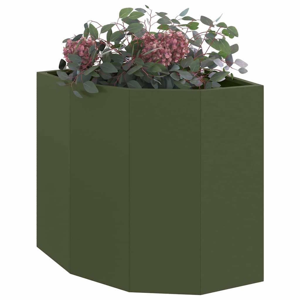 vidaXL Eckpflanzer Olivgrün 45 x 45 x 50 cm Stahl