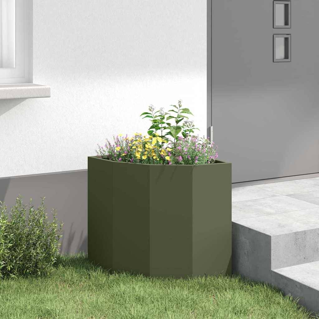 vidaXL Eckpflanzer Olivgrün 45 x 45 x 50 cm Stahl