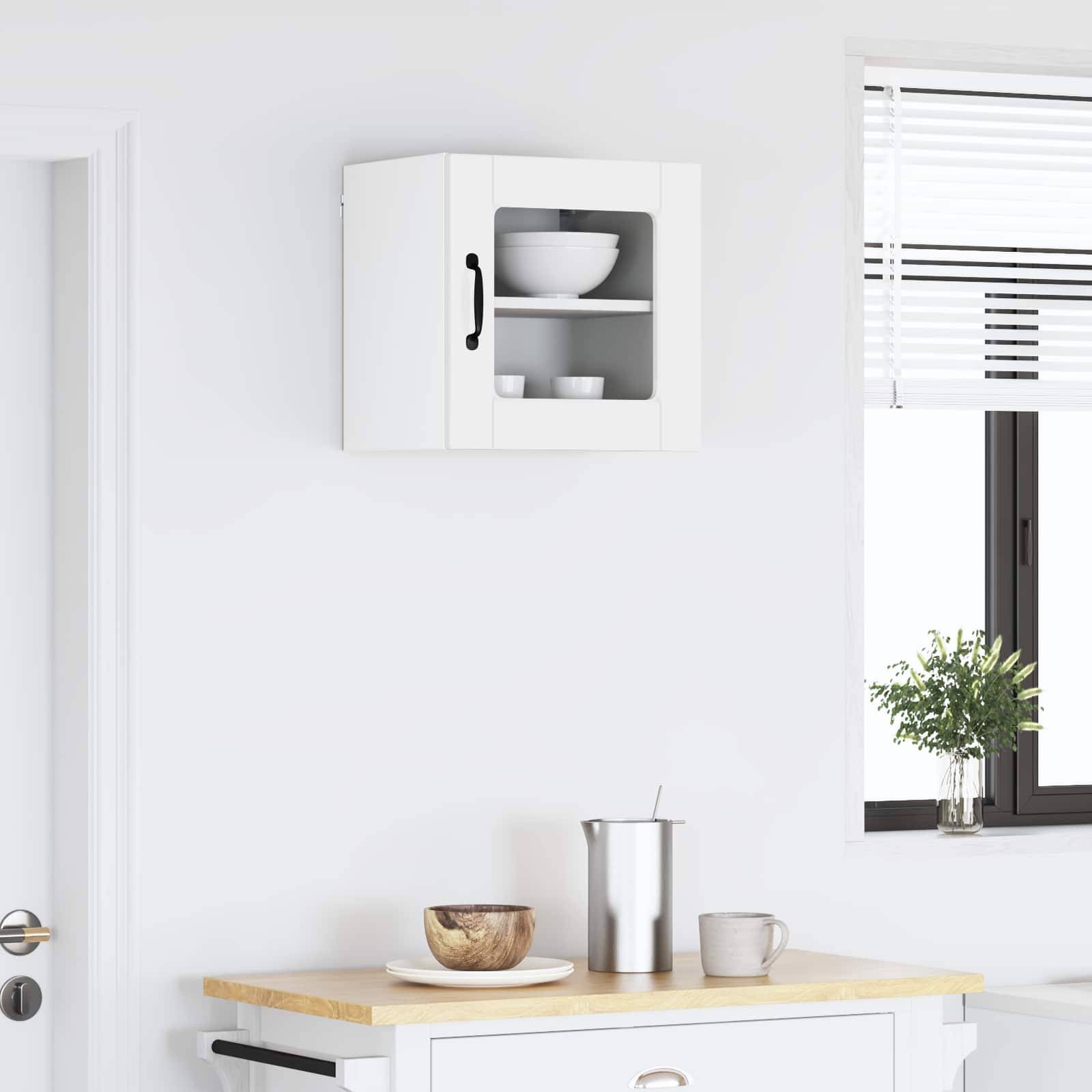 vidaXL Wandglas-Schrank PORTO Hochglanz Weiß 40 x 31 x 40 cm