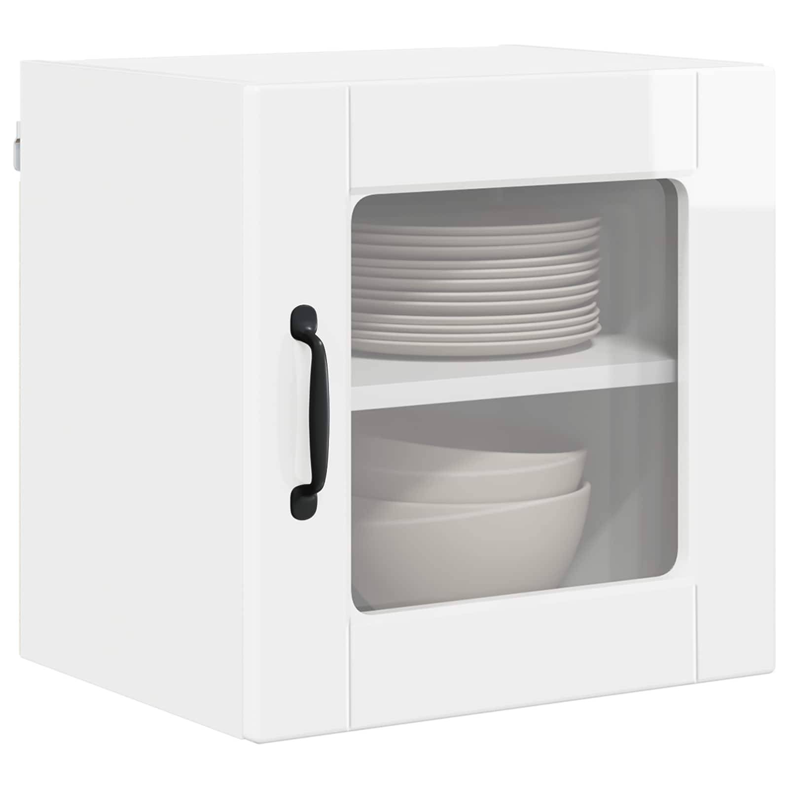 vidaXL Wandglas-Schrank PORTO Hochglanz Weiß 40 x 31 x 40 cm