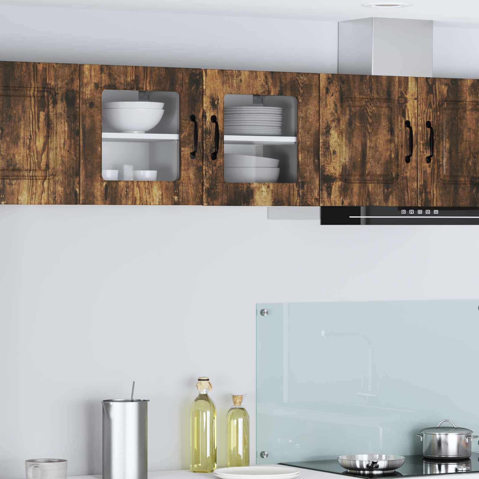vidaXL Wandglas-Schrank PORTO Geräucherte Eiche 40 x 31 x 40 cm