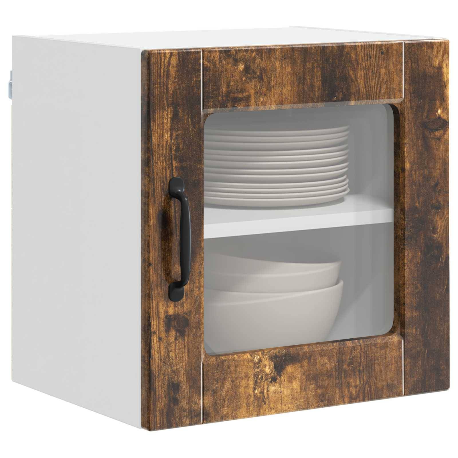 vidaXL Wandglas-Schrank PORTO Geräucherte Eiche 40 x 31 x 40 cm