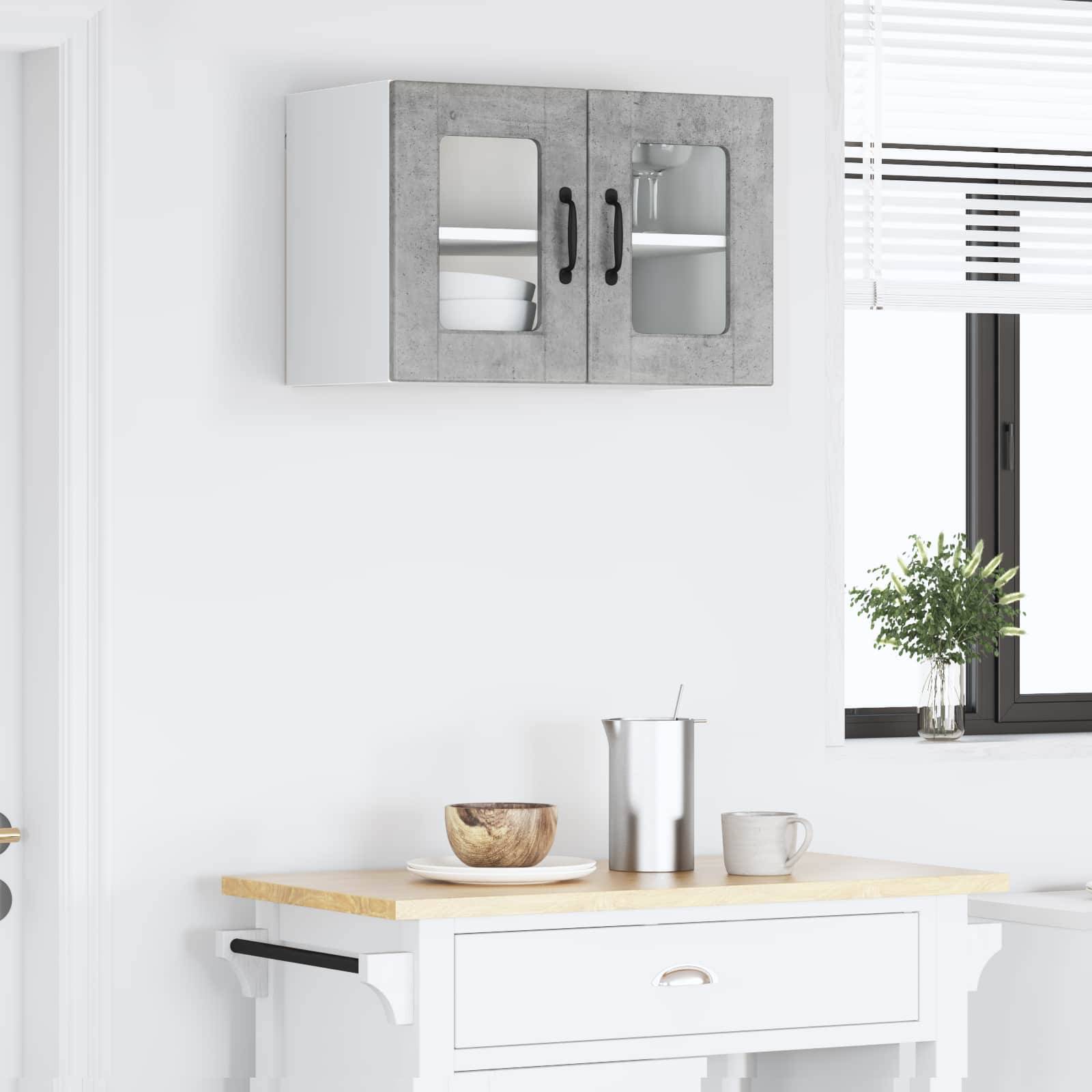 vidaXL Küchenschrank mit Tür Beton Grau 60 x 31 x 40 cm Holzwerkstoff