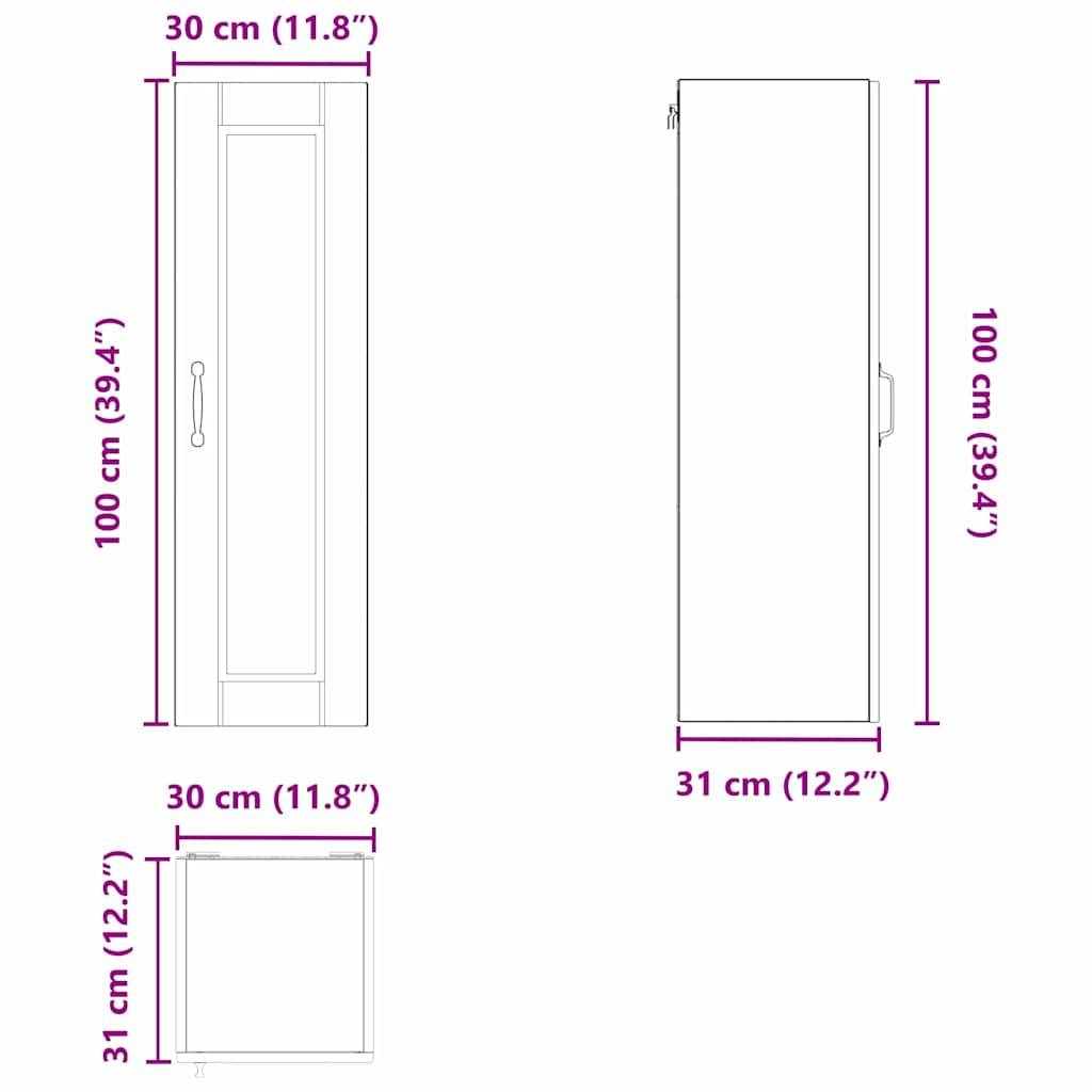 Abmessungen eines hohen Schranks: Höhe 100 cm (39,4