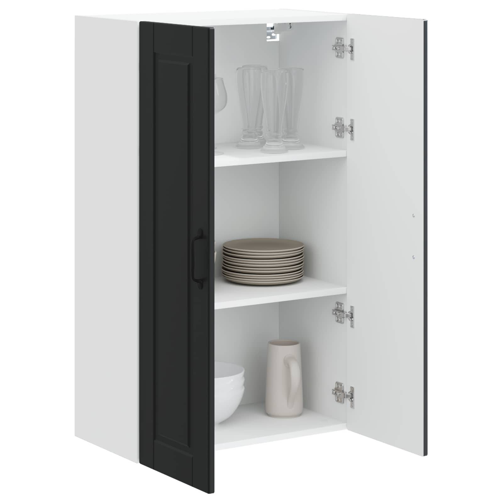vidaXL Wandschrank PORTO Schwarz 60 x 31 x 100 cm Holzwerkstoff