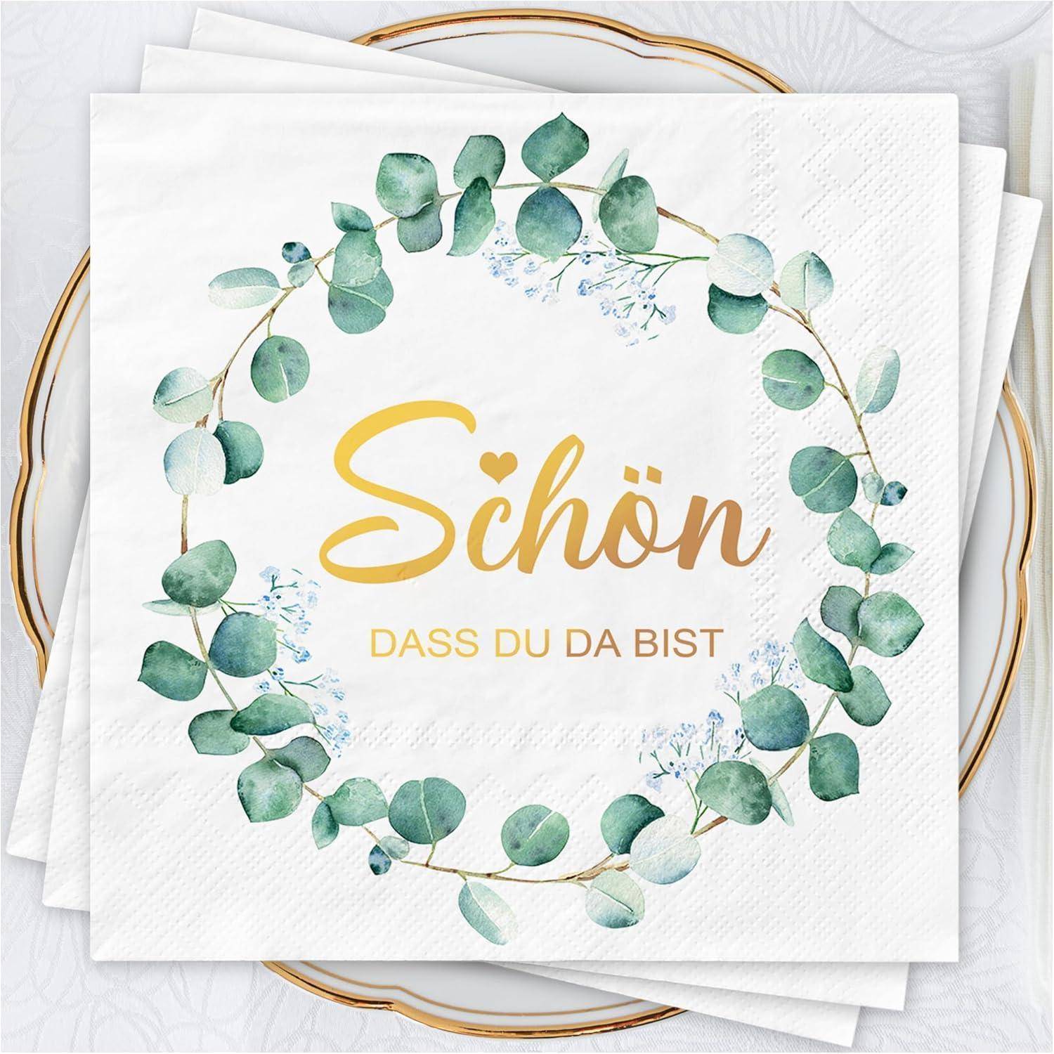 Servietten Eukalyptus Grün 80Stück 3-Lagig Hochzeits Servietten Taufe