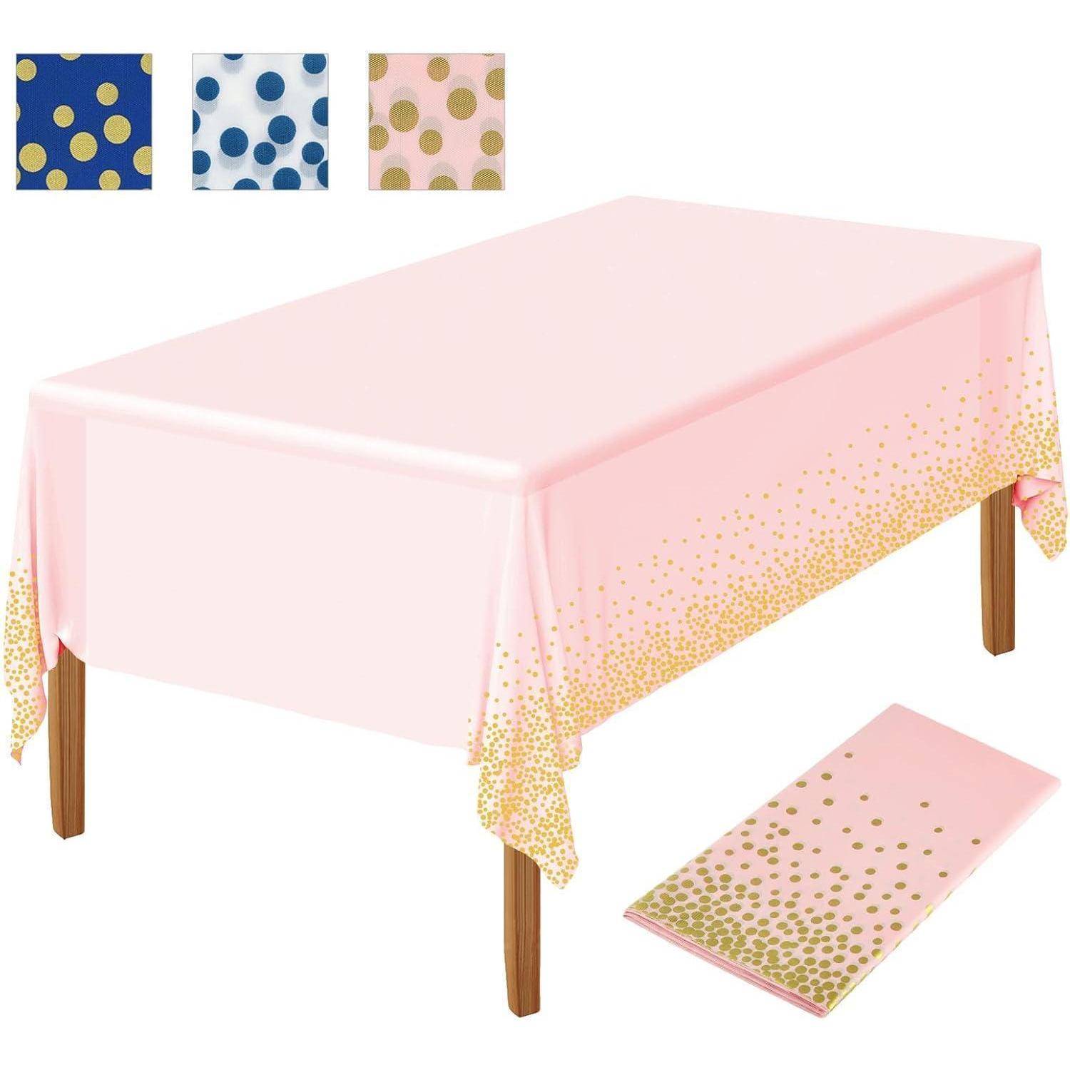 Blaue Partytischdecke mit goldenen Punkten 137 x 274 cm_PEER2021