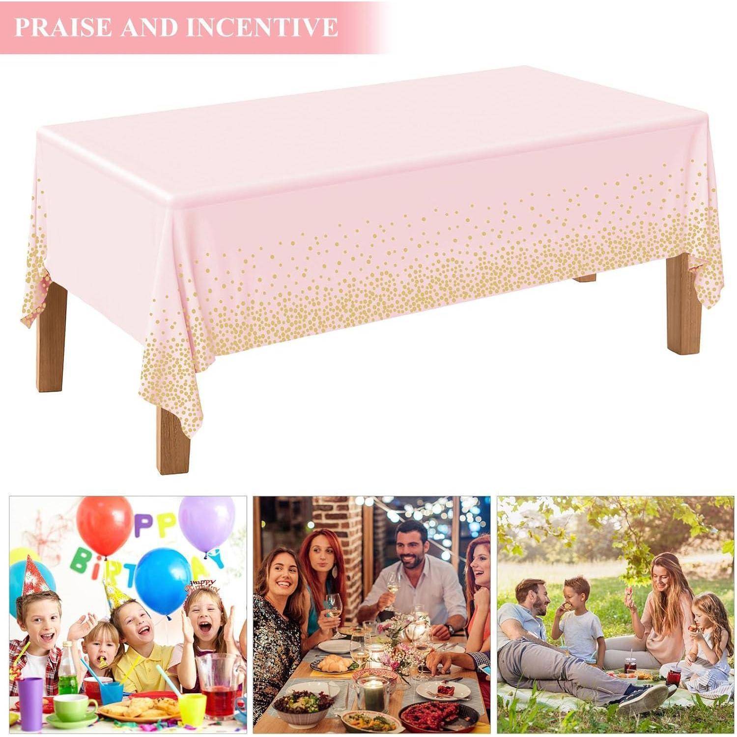 Blaue Partytischdecke mit goldenen Punkten 137 x 274 cm_PEER2021
