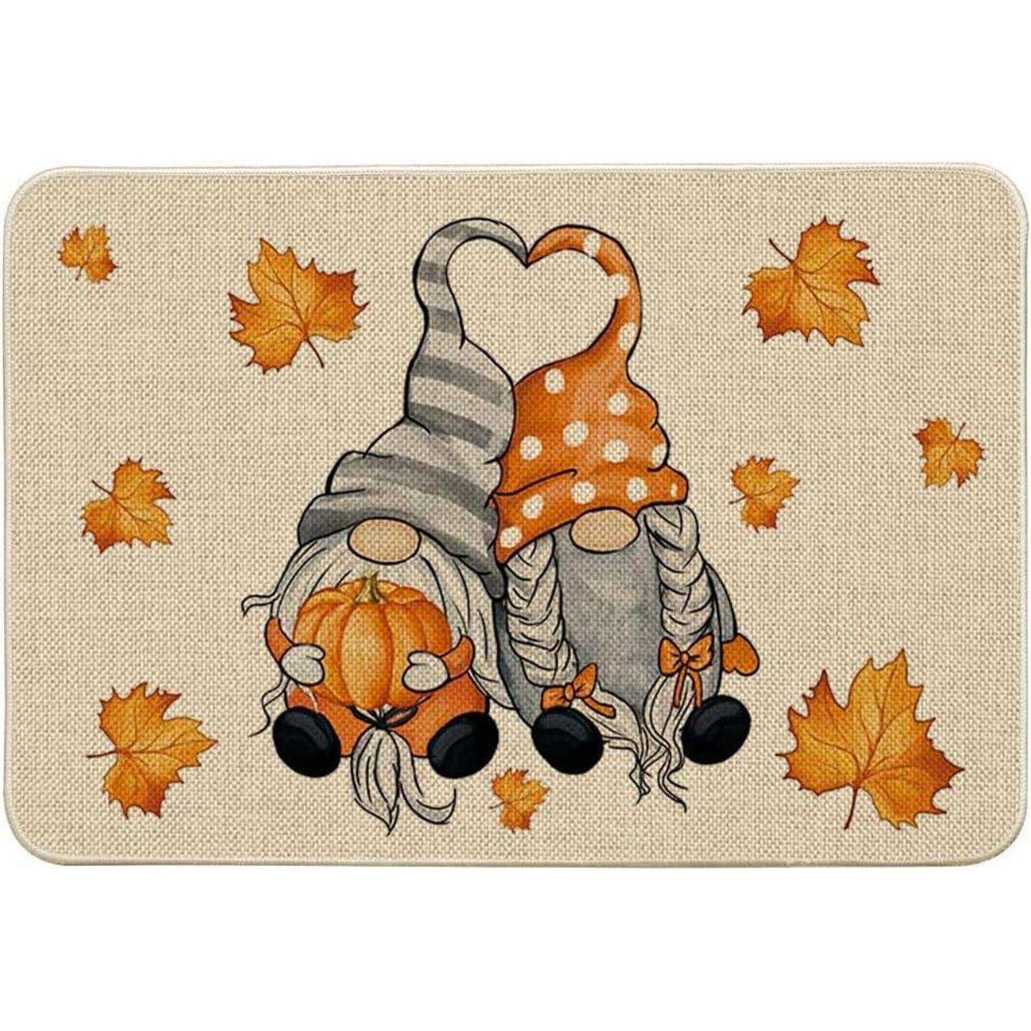 Herbst Fußmatte Ahornblätter Kürbisse Gnom 40x60cm
