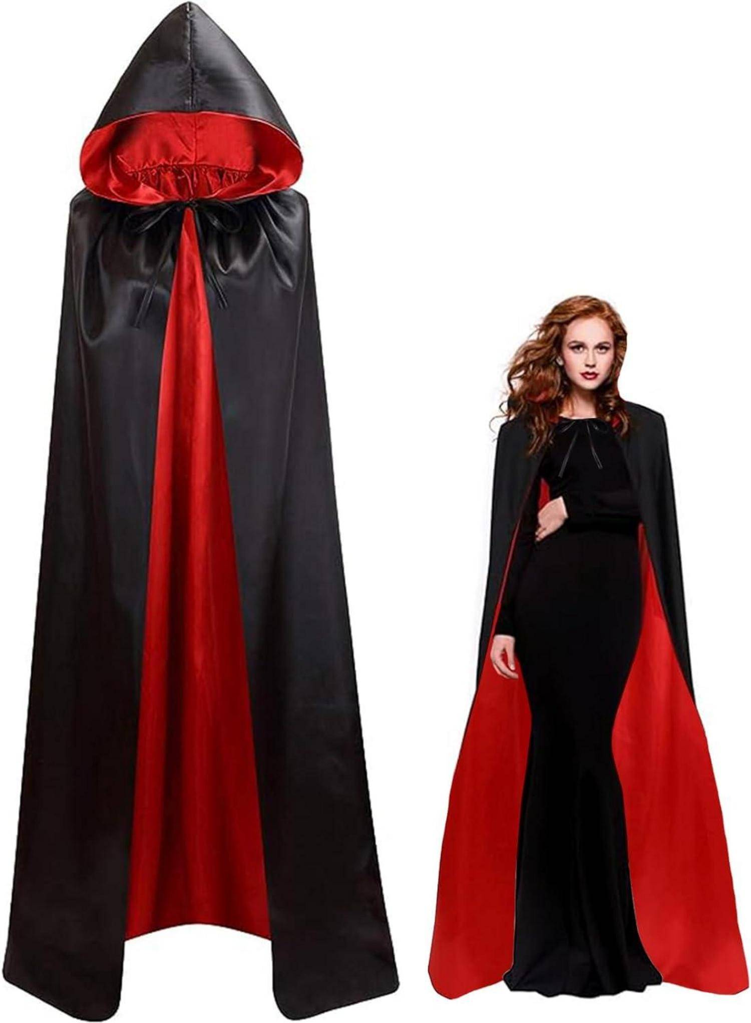 Halloween Vampir Umhang Kinder 140CM Satin Doppelseitig Mädchen