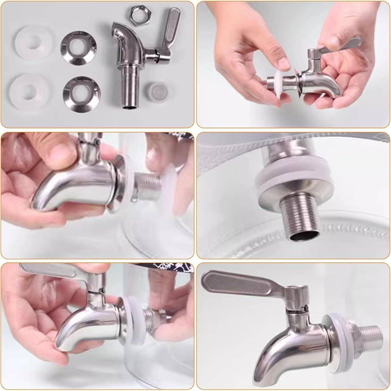 4L Glas Getränkespender mit Deckel Bügelhalter für