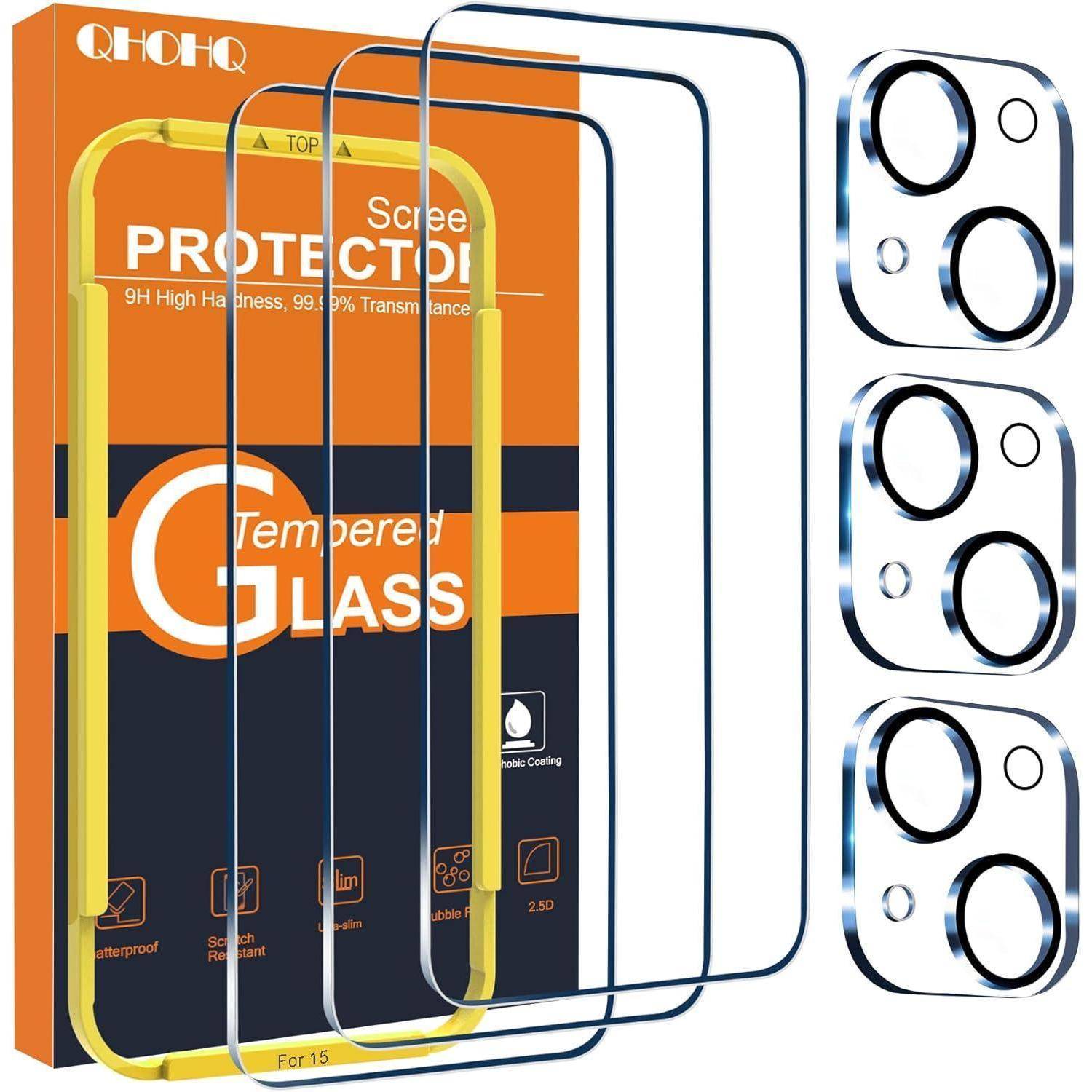 3er Set Panzer Schutz Glas für iPhone 15 6,1 Zoll mit Kameraschutz