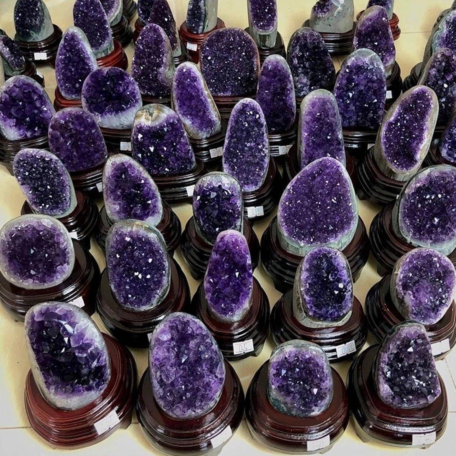 Natürliche Amethyst-Cluster-Geode, Rohe Kristalle, Heilkristalle, Lila