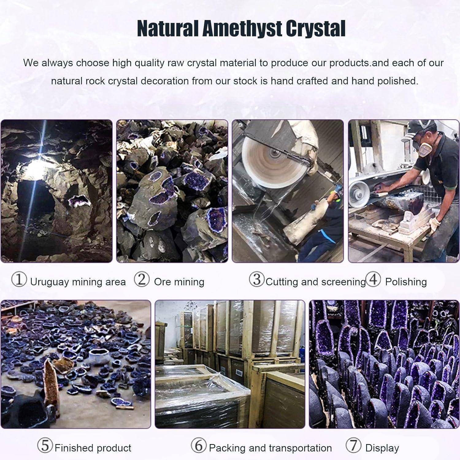 Natürliche Amethyst-Cluster-Geode, Rohe Kristalle, Heilkristalle, Lila