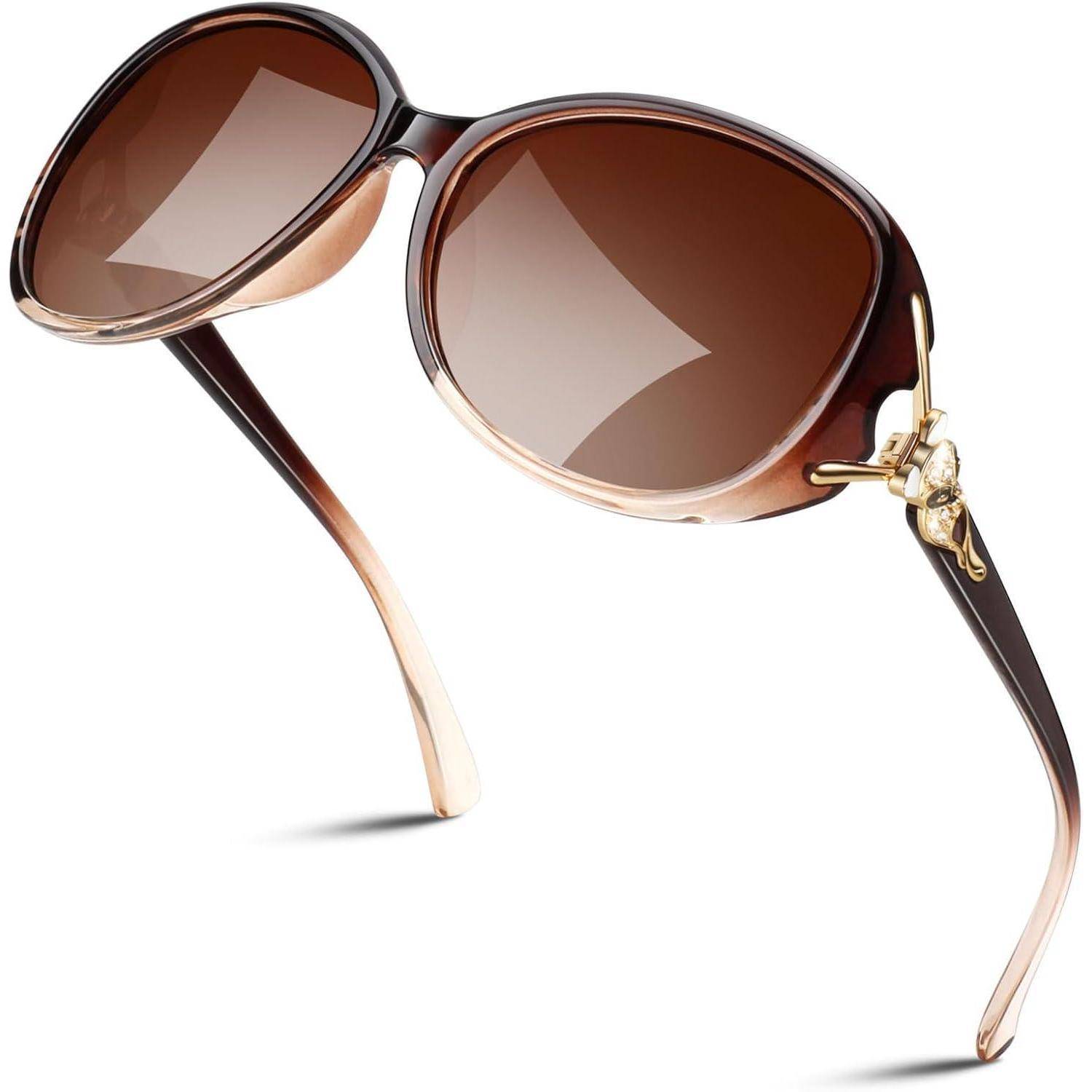 Damen Polarisierte Große Oversize Sonnenbrille Vintage UV400 Schutz