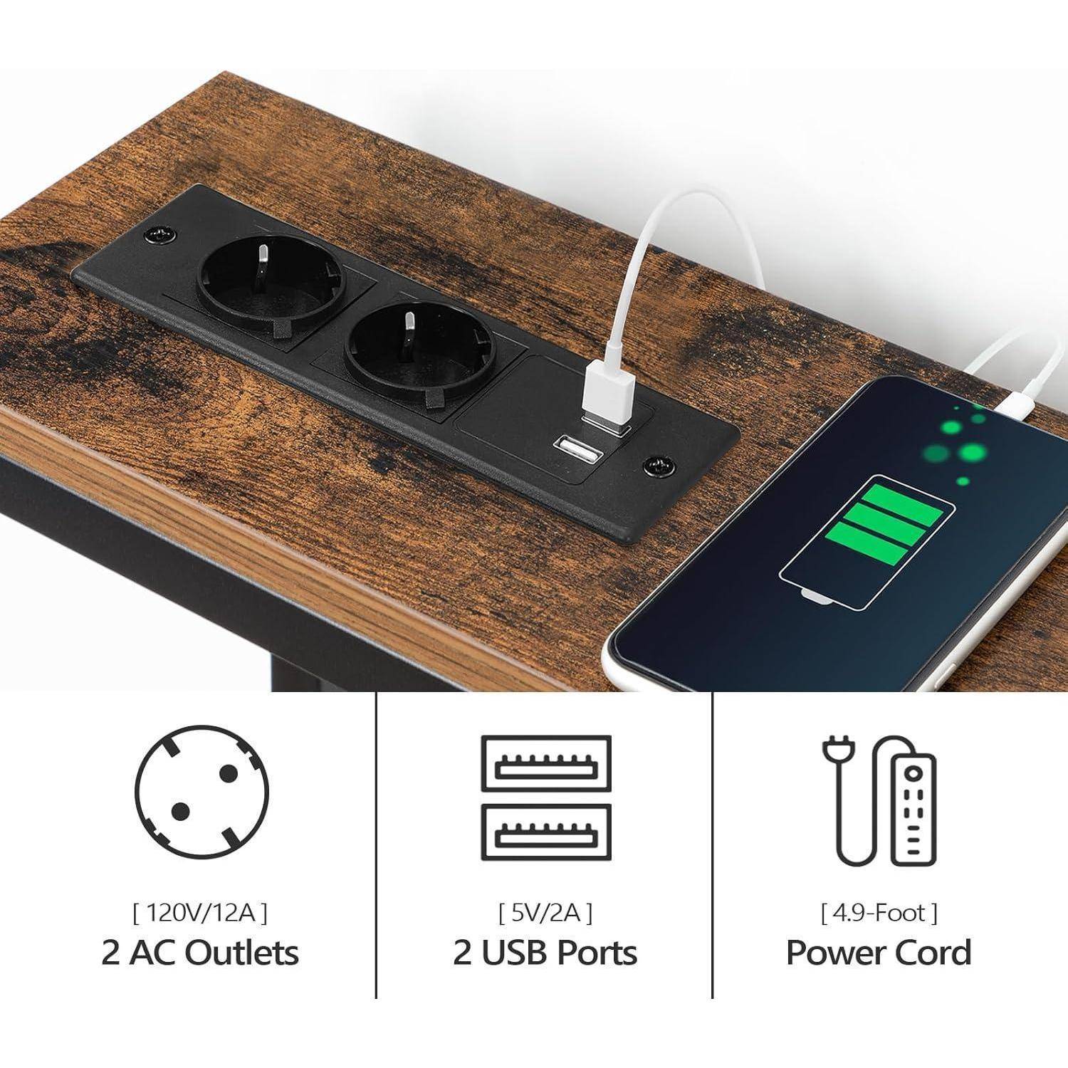 Konsolentisch mit Ladestation 180 cm schmal USB Sofa Wohnzimmer
