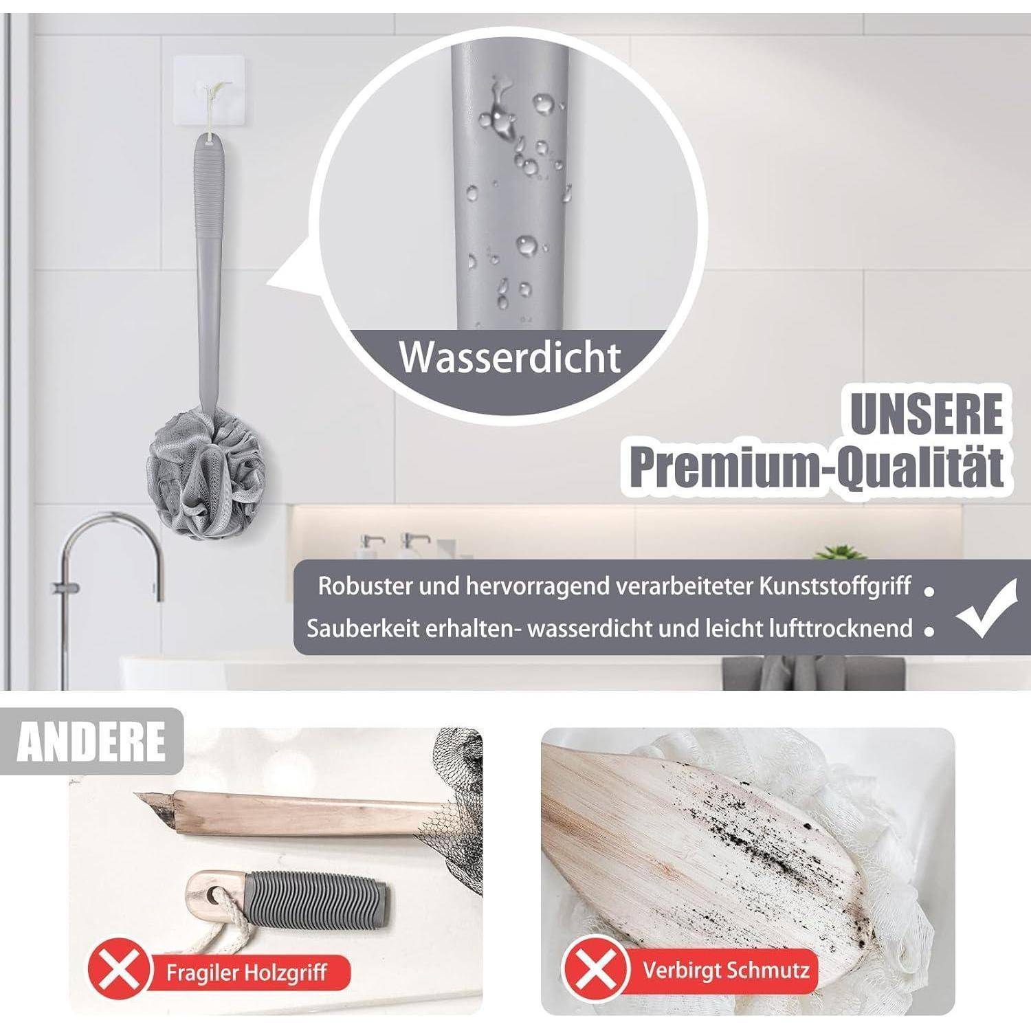 Badeschwamm Duschschwamm Set Peeling Schwamm Rückenbürste 42cm Weiches