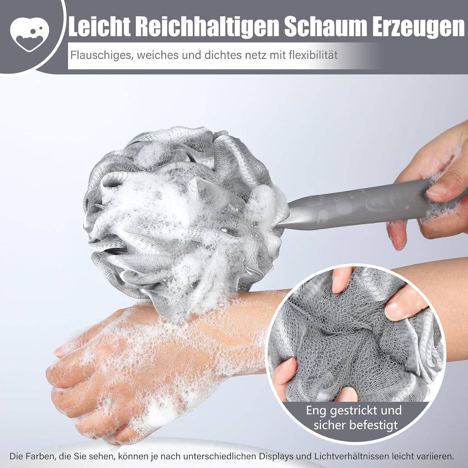 Badeschwamm Duschschwamm Set Peeling Schwamm Rückenbürste 42cm Weiches